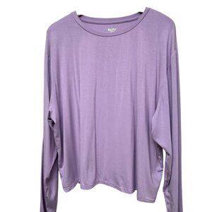 Shiny by Nature Long Sleeve Tee 4XL / 3X Purple Lilac Rayon Blend Plus Size Top
